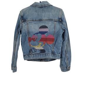 Gap Kids Disney jacket denim blue Size Medium (8-9) Embroidered Mickey mouse
